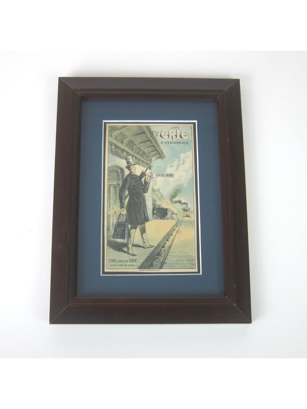 Victorian Trade Card NY Lake Erie & Western Railroad Train Station Antique 1880s
